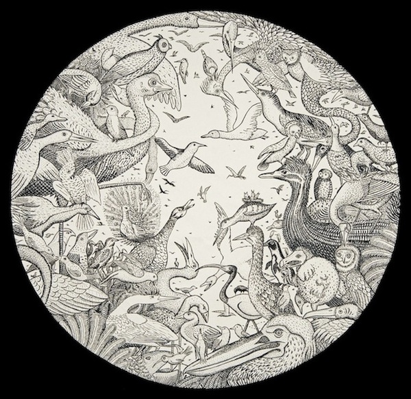 Fabian Lehnert: Kreis I [Vogelkreis], 2016, Acryl auf Baumwollgewebe, ø 255 cm

